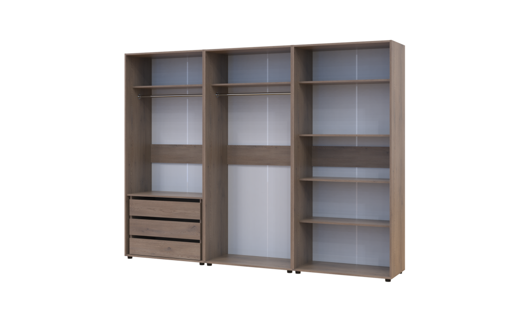Kleiderschrank mit Regalen und Schubladen Doros Kasper Cremona Cannolo 2+2+2 Türen 270x48x204 (42005731)