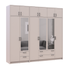 Kleiderschrank mit Spiegel und Aufsatz Doros Rondi Kaschmir 2+4 Türen 242x52x236 (42005633)