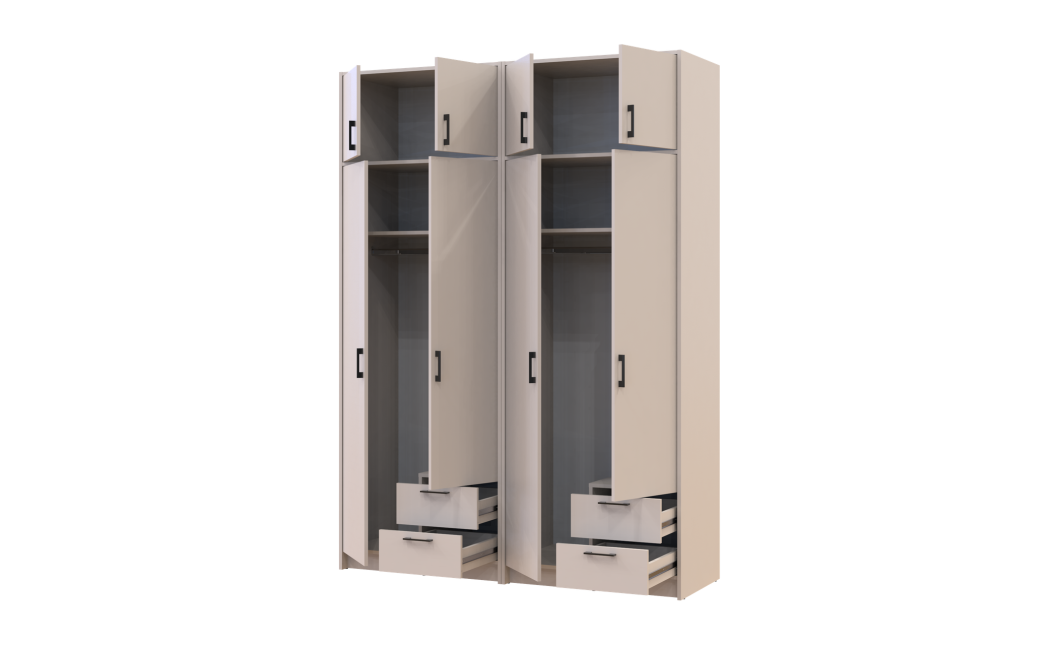Kleiderschrank mit Aufsatz Doros Rondi Kaschmir 2+2 Türen 164x52x236 (42005628)