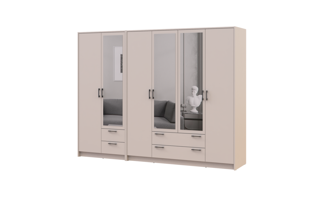 Kleiderschrank mit Spiegel Doros Rondi Kaschmir 2+4 Türen 242x52x195 (42005621)