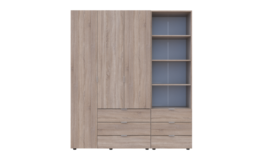 Kleiderschrank Doros Gelar Sonoma Eiche 3 Türen Säulenschrank 176,2x49,5x203,4 (42005181)