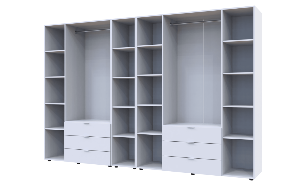 Kleiderschrank Doros Gelar Weiß 3+4 Türen mit offenem Regal 309,4x49,5x203,4 (42005037)