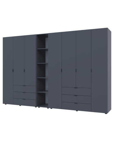 Kleiderschrank Doros Gelar Graphitgrau 3+4 Türen mit offenem Regal 309,4x49,5x203,4 (42005062)