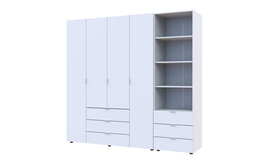 Kleiderschrank Doros Gelar Weiß 4 Türen Säulenschrank 215x49,5x203,4 (42005164)