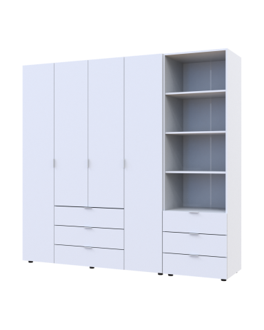 Kleiderschrank Doros Gelar Weiß 4 Türen Säulenschrank 215x49,5x203,4 (42005164)