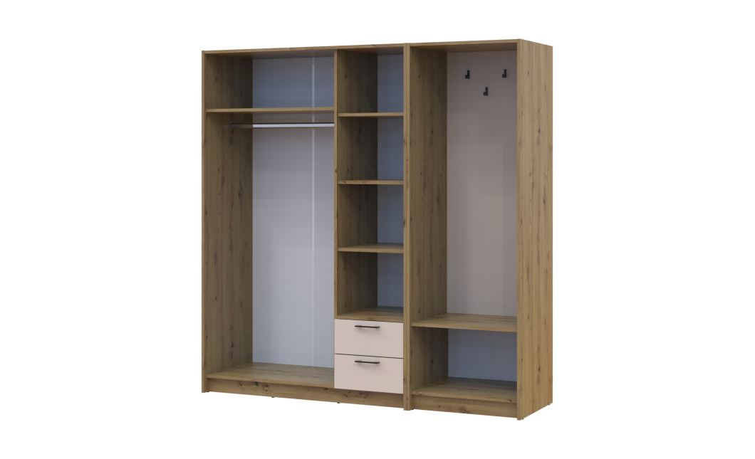 Kleiderschrank Doros Rondi mit Kleiderstange Artisan Eiche/Kaschmir 3 Türen 181x52x195 (42005280)
