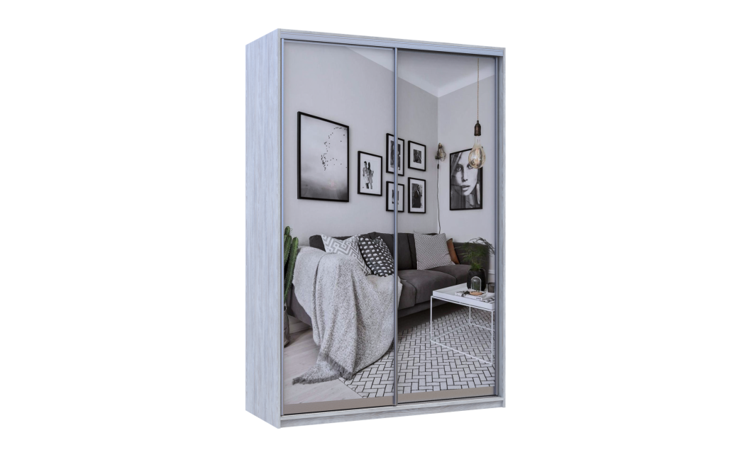 Kleiderschrank Doros City Light Natti Luc Schiebetüren mit Spiegel 150x60x225 (80736514)