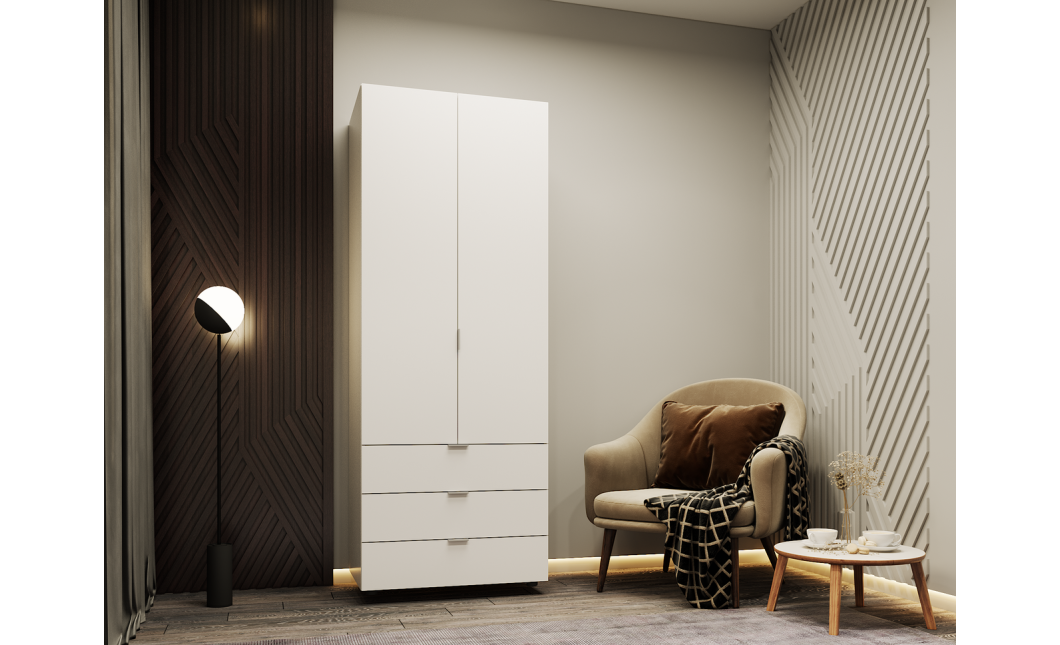 Kleiderschrank Doros Gelar mit Drehtüren Weiß 2 Türen 77,5x49,5x203,4 (80737021)