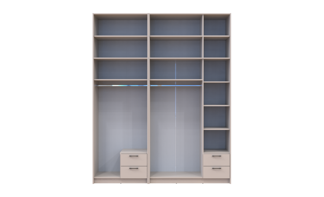 Kleiderschrank mit Spiegel und hohem Aufsatz Doros Rondi Kaschmir 2+3 Türen 203x52x260 (42005643)