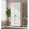 Kleiderschrank Doros Thorn Weiß 2 Türen 3 Schubladen Kleiderstange 90x51,6x200 (44900437)