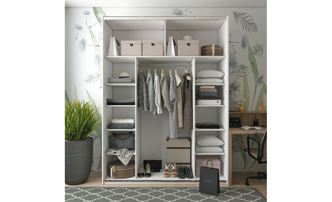 Kleiderschrank Doros G-Caiser Schiebetüren Weiß Ewok Eiche 2 Türen 180x60x240 (42005020)