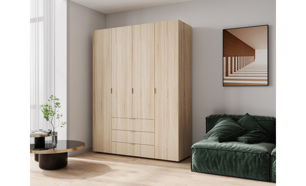 Kleiderschrank Doros Gelar mit Drehtüren Sonoma Eiche 4 Türen 155x49,5x203,4 (80397560)