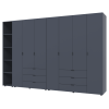Kleiderschrank Doros Gelar Graphitgrau 3+4 Türen mit offenem Regal 309,4x49,5x203,4 (42005062)