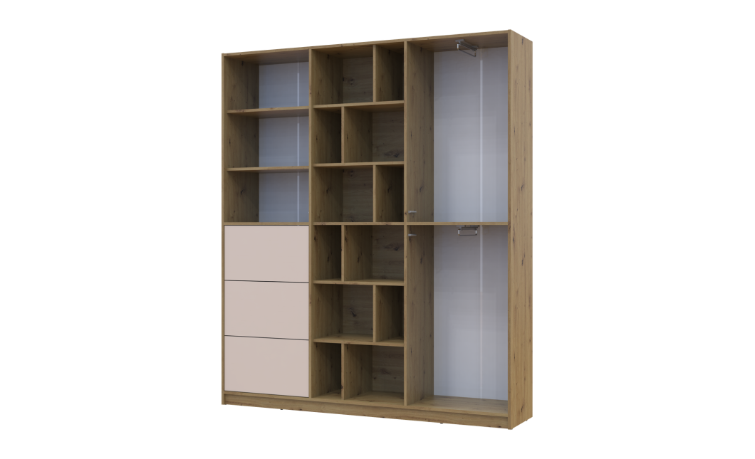 Kleiderschrank Doros Morgan Artisan Eiche/Kaschmir /Schubladen 180x40x210 (44900409)