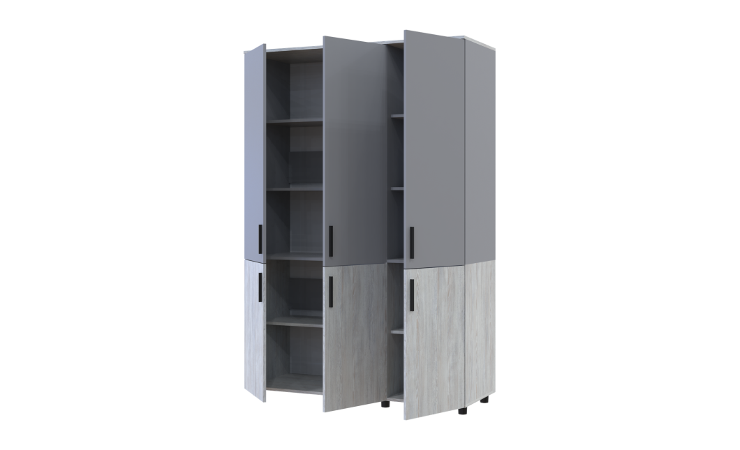 Kleiderschrank Doros Thorn Natti Kiefer/Grau 3 Türen Böden 135x51,6x200 (44900512)
