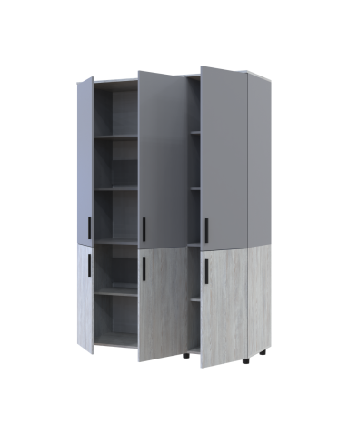 Kleiderschrank Doros Thorn Natti Kiefer/Grau 3 Türen Böden 135x51,6x200 (44900512)
