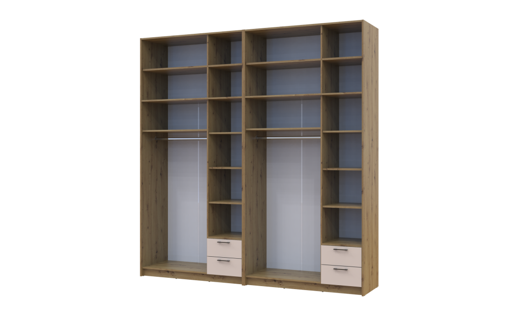 Kleiderschrank mit Spiegel und hohem Aufsatz Doros Rondi Artisan Eiche/Kaschmir 3+3 Türen 242x52x260 (42005683)