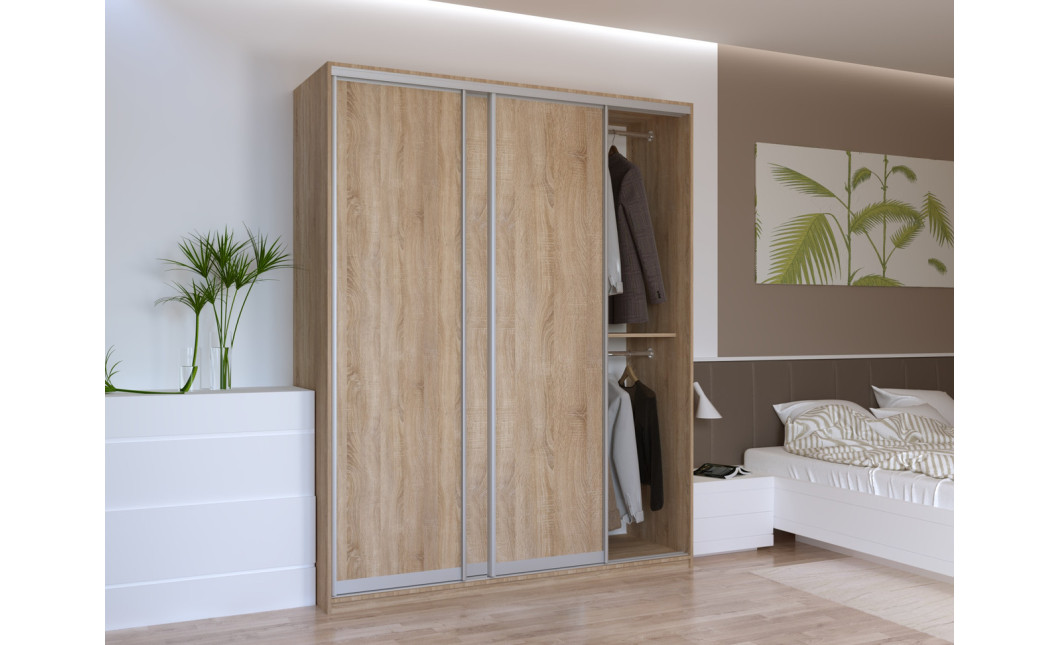 Kleiderschrank Doros City Light Schiebetüren Sonoma Eiche 3 Türen 180x60x225 (42002003)