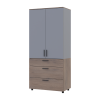 Kleiderschrank Doros Thorn Cremona Cannolo/Grau 2 Türen 3 Schubladen Kleiderstange 90x51,6x200 (44900457)