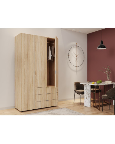 Kleiderschrank Doros Gelar mit Drehtüren Sonoma Eiche 3 Türen 116,2x49,5x203,4 (80397559)