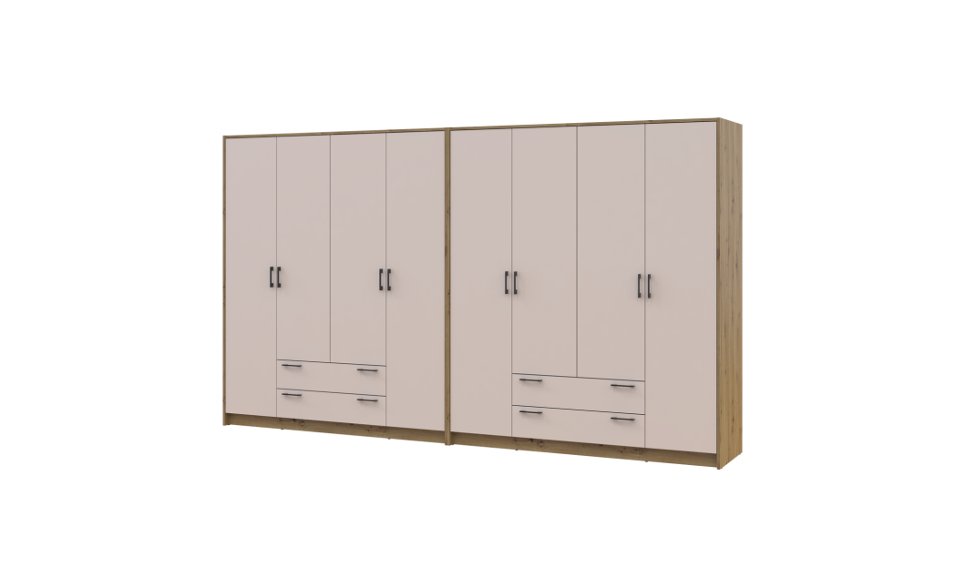 Kleiderschrank Doros Rondi Artisan Eiche/Kaschmir 4+4 Türen 320x52x195 (42005662)