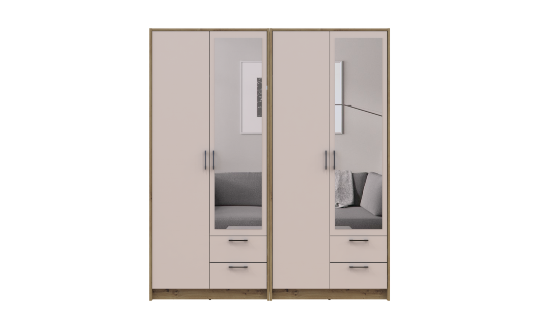 Kleiderschrank mit Spiegel Doros Rondi Artisan Eiche/Kaschmir 2+2 Türen 164x52x195 (42005653)