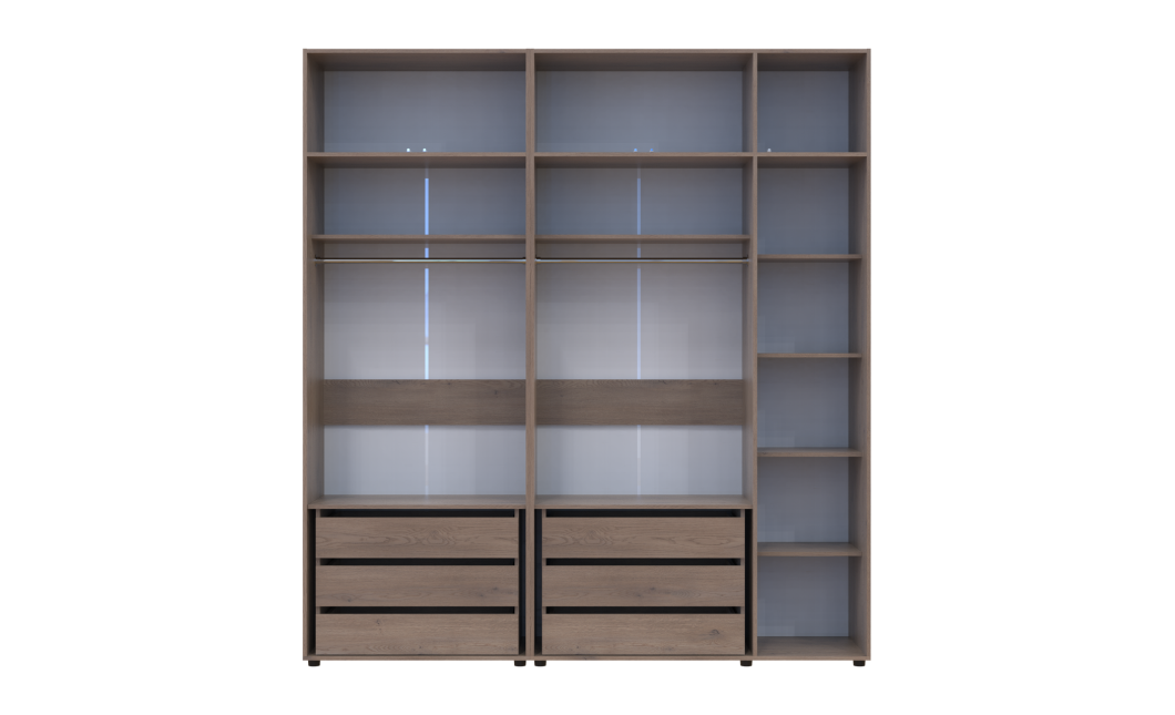 Kleiderschrank mit Schubladen und Aufsatz Doros Kasper Cremona Cannolo 2+3 Türen 225x48x245 (42005555)