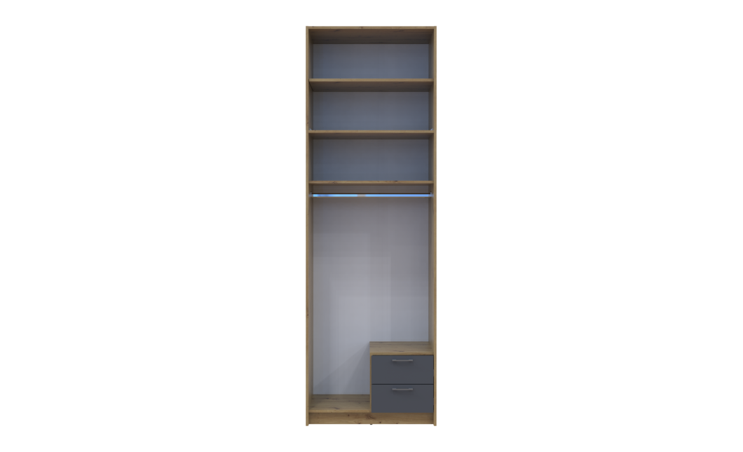 Kleiderschrank Doros Rondi mit Drehtüren mit Oberschrank und Spiegel Artisan Eiche / Graphitgrau 2 Türen 82x52x260 (42005189)