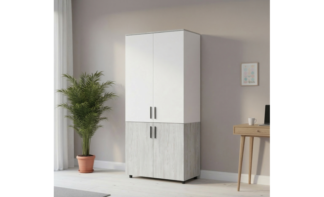Kleiderschrank Doros Thorn Natti Kiefer/Weiß 2 Türen Böden 90x51,6x200 (44900460)