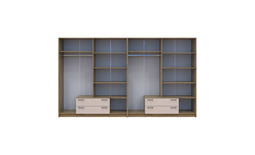 Kleiderschrank mit Spiegel Doros Rondi Artisan Eiche/Kaschmir 4+4 Türen 320x52x195 (42005663)