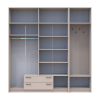 Drehtürenschrank Doros Rondi mit Kleiderstange und Oberschrank Kaschmir 4 Türen 220x52x236 (42005396)