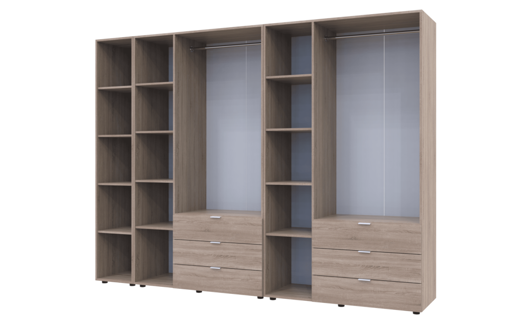 Kleiderschrank Doros Gelar Sonoma Eiche 3+3 Türen mit offenem Regal 270,6x49,5x203,4 (42005052)