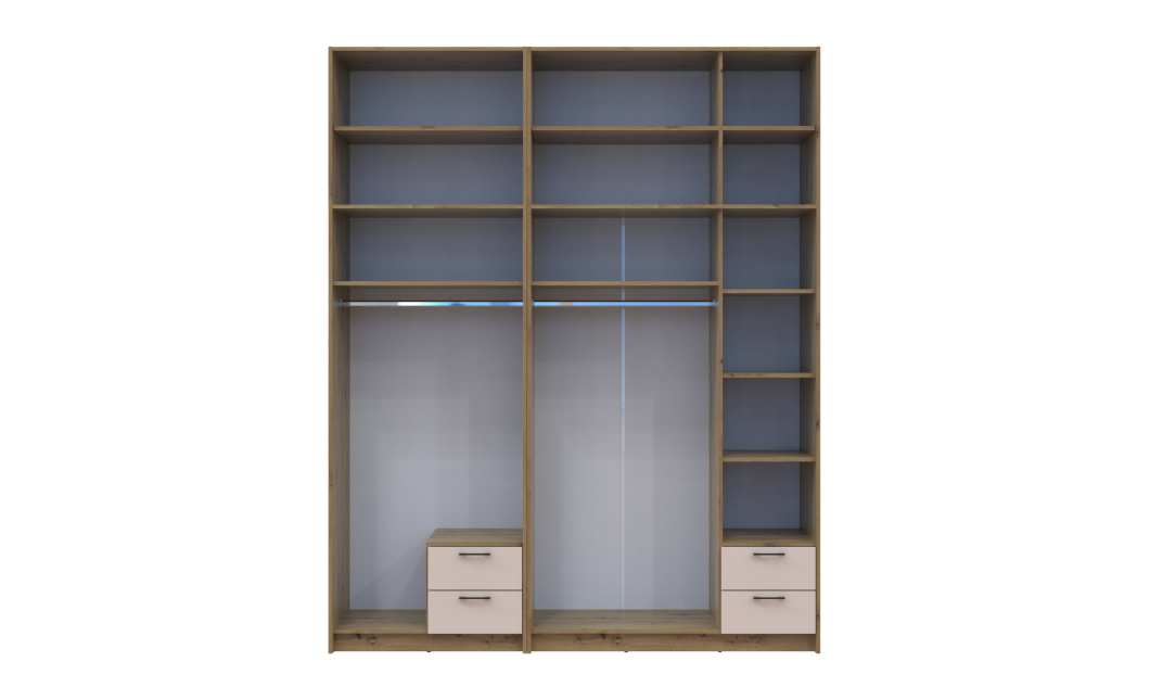 Kleiderschrank mit Spiegel und hohem Aufsatz Doros Rondi Artisan Eiche/Kaschmir 2+3 Türen 203x52x260 (42005679)