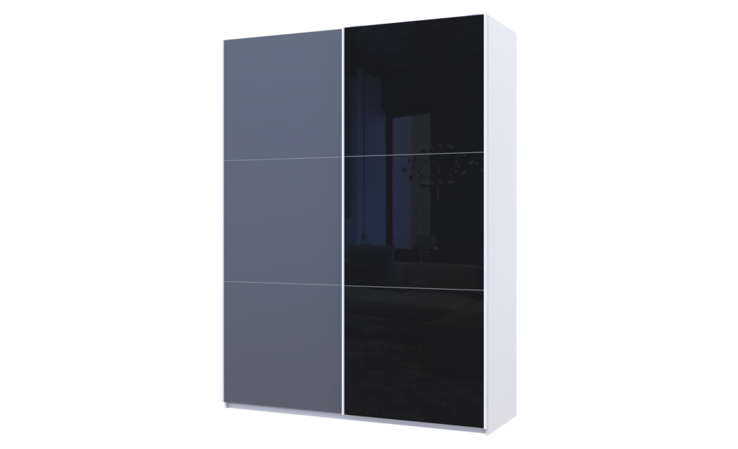 Kleiderschrank Doros G-Caiser Schiebetüren Weiß Graphitgrau Schwarz mit Spiegel 180x60x240 (42005095)