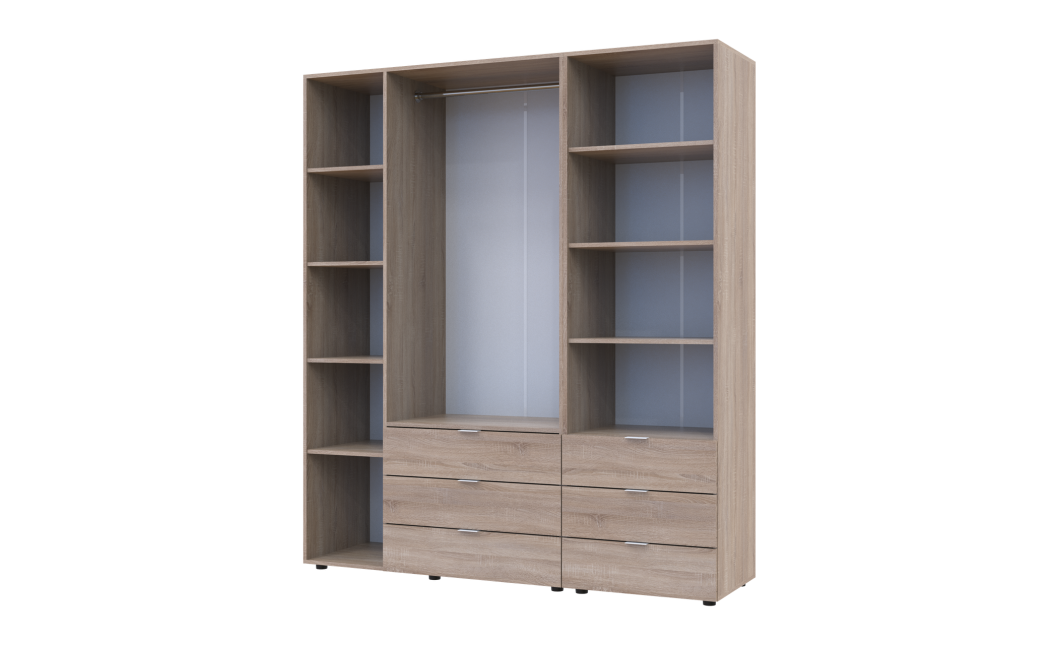 Kleiderschrank Doros Gelar Sonoma Eiche 3 Türen Säulenschrank 176,2x49,5x203,4 (42005181)