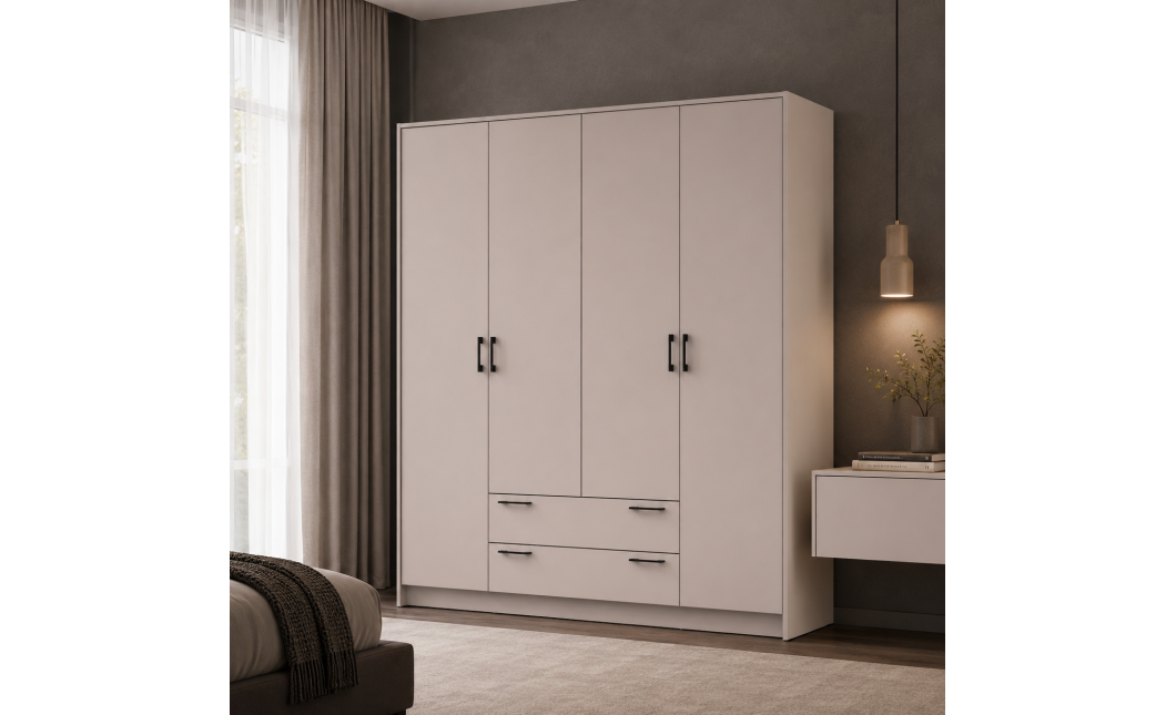 Kleiderschrank Doros Rondi mit Drehtüren Kaschmir 4 Türen 160x52x195 (80738477)