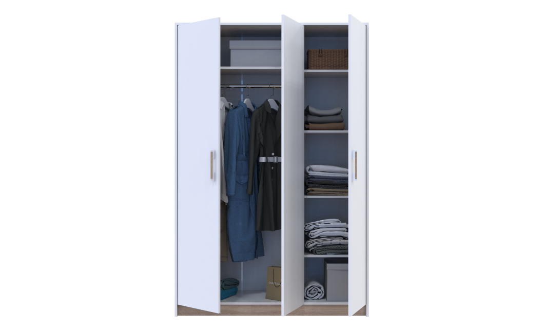 Kleiderschrank Doros Austin mit Drehtüren Weiß 135x51x205 (80737167)