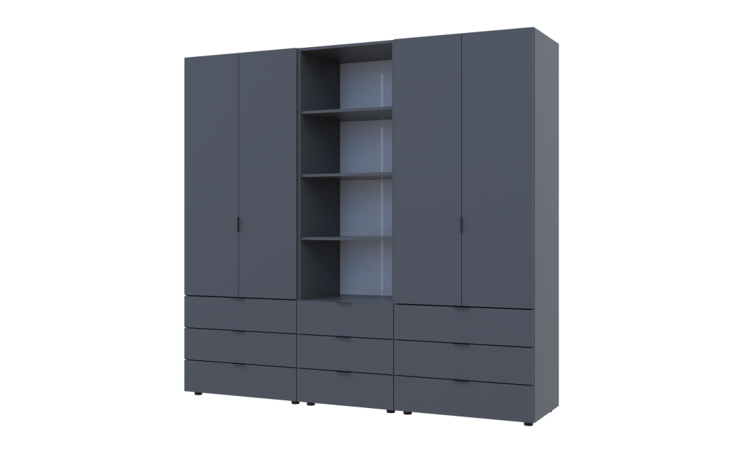 Kleiderschrank Doros Gelar Graphitgrau 2+2 Türen Säulenschrank 215x49,5x203,4 (42005171)