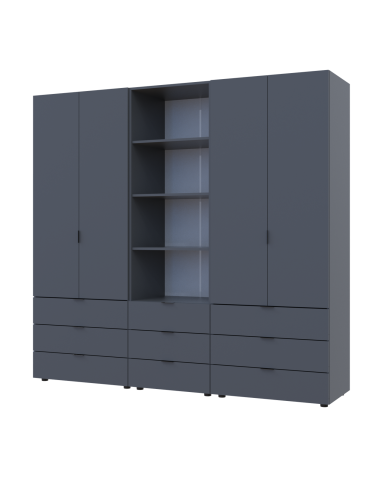 Kleiderschrank Doros Gelar Graphitgrau 2+2 Türen Säulenschrank 215x49,5x203,4 (42005171)