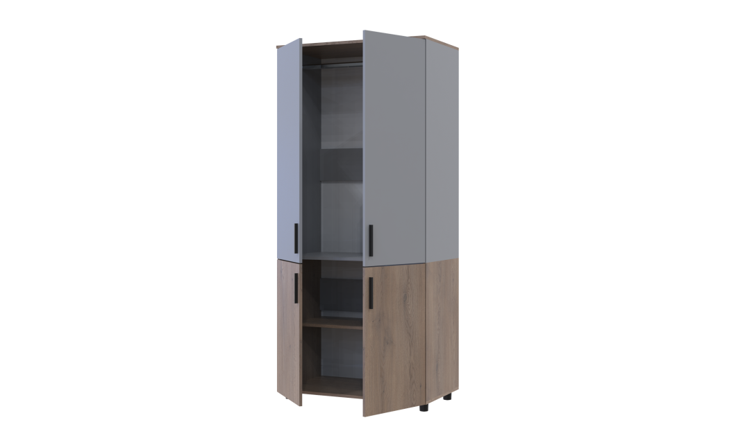 Kleiderschrank Doros Thorn Cremona Cannolo/Grau 2 Türen Kleiderstange 90x51,6x200 (44900455)