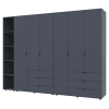 Kleiderschrank Doros Gelar Graphitgrau 3+3 Türen mit offenem Regal 270,6x49,5x203,4 (42005061)