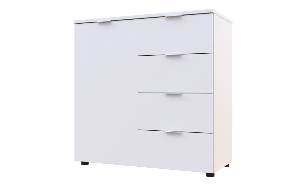 Kommode Doros Ron 1 Weiß 1 Türen 4 Schubladen 80x38x81 (41516005)
