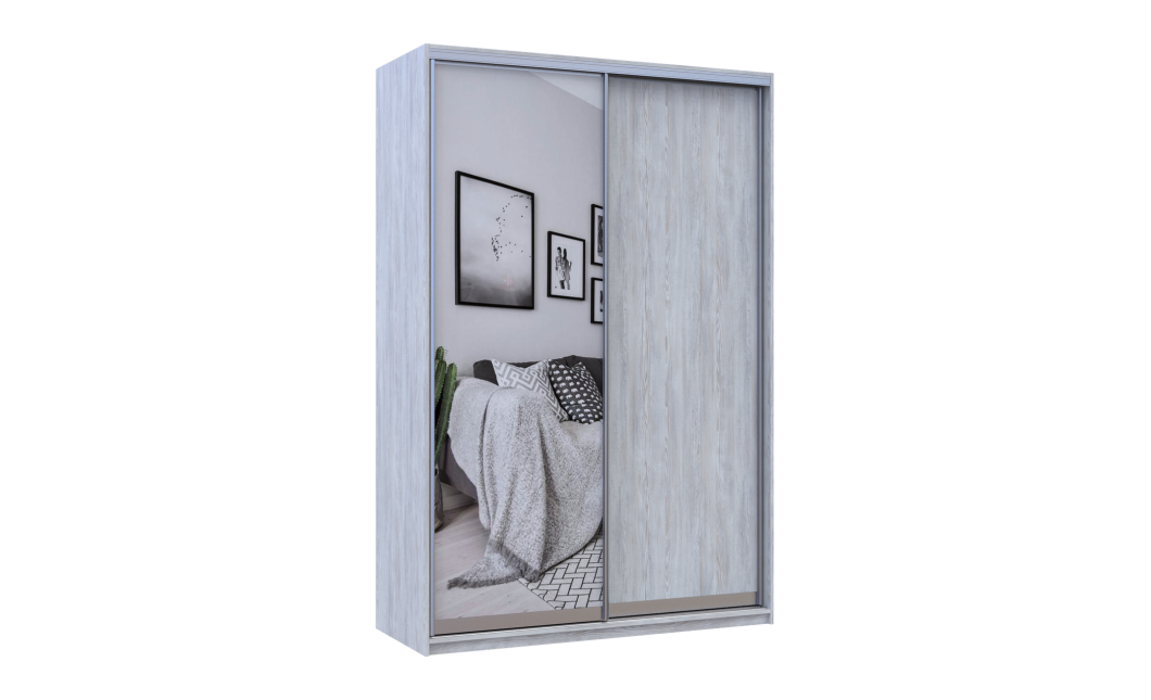 Kleiderschrank Doros City Light Natti Luc Schiebetüren mit Spiegel 150x60x225 (80736510)