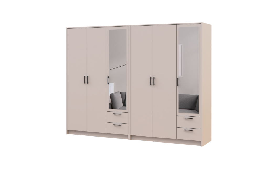 Kleiderschrank mit Spiegel Doros Rondi Kaschmir 3+3 Türen 242x52x195 (42005623)