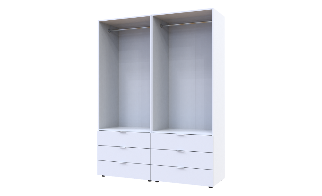 Kleiderschrank Doros Gelar Set mit Drehtüren Weiß 2+2 Türen 155x49,5x203,4 (42002117)