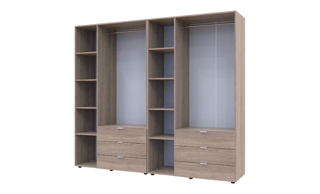 Kleiderschrank Doros Gelar Set mit Drehtüren Sonoma Eiche 3+3 Türen 232,4x49,5x203,4 (42002125)