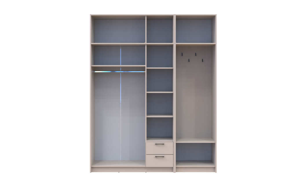 Drehtürenschrank Doros Rondi mit Kleiderstange und Oberschrank Kaschmir 3 Türen 181x52x236 (42005395)