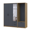 Kleiderschrank Doros Rondi mit Kleiderstange und Spiegel Artisan Eiche/Graphitgrau 3 Türen 181x52x195 (42005283)
