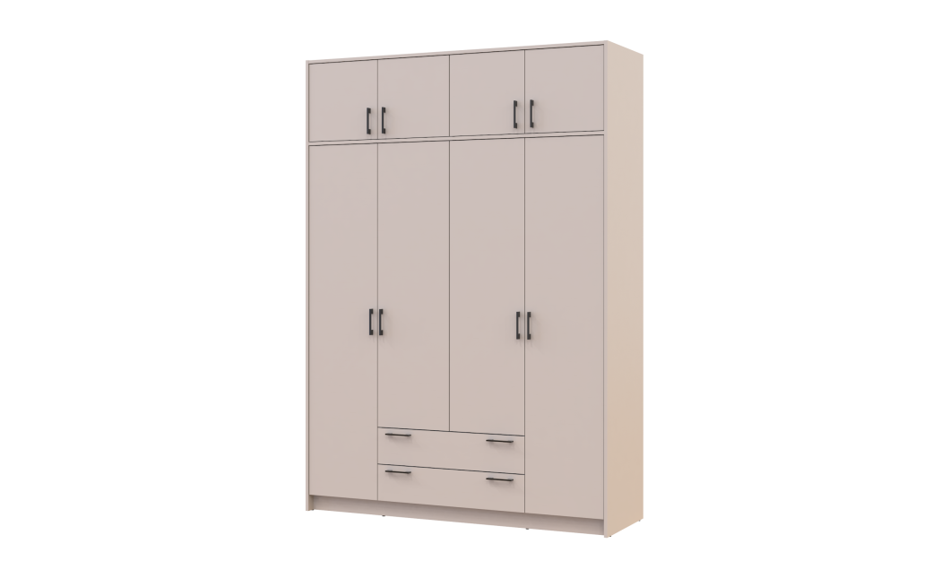 Kleiderschrank Doros Rondi mit Drehtüren mit Oberschrank Kaschmir 4 Türen 160x52x236 (80738479)