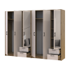 Kleiderschrank mit Spiegel Doros Rondi Artisan Eiche/Kaschmir 3+3 Türen 242x52x195 (42005659)